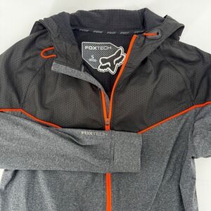 Fox Racing Fox Tech Mens S Full Zip Hooded Jacket Charcoal Black Orange